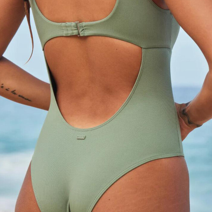 2024 Roxy Pro The Double Line One Piece Swimsuit ERJX103588 - Agave Green